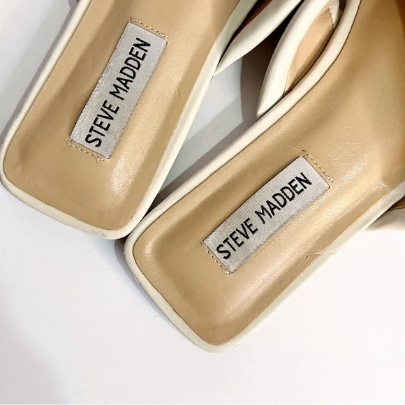 Steve Madden Mayra Padded Cross Band Beige Slide Flat Sandals Womens 8 - Picture 5 of 8